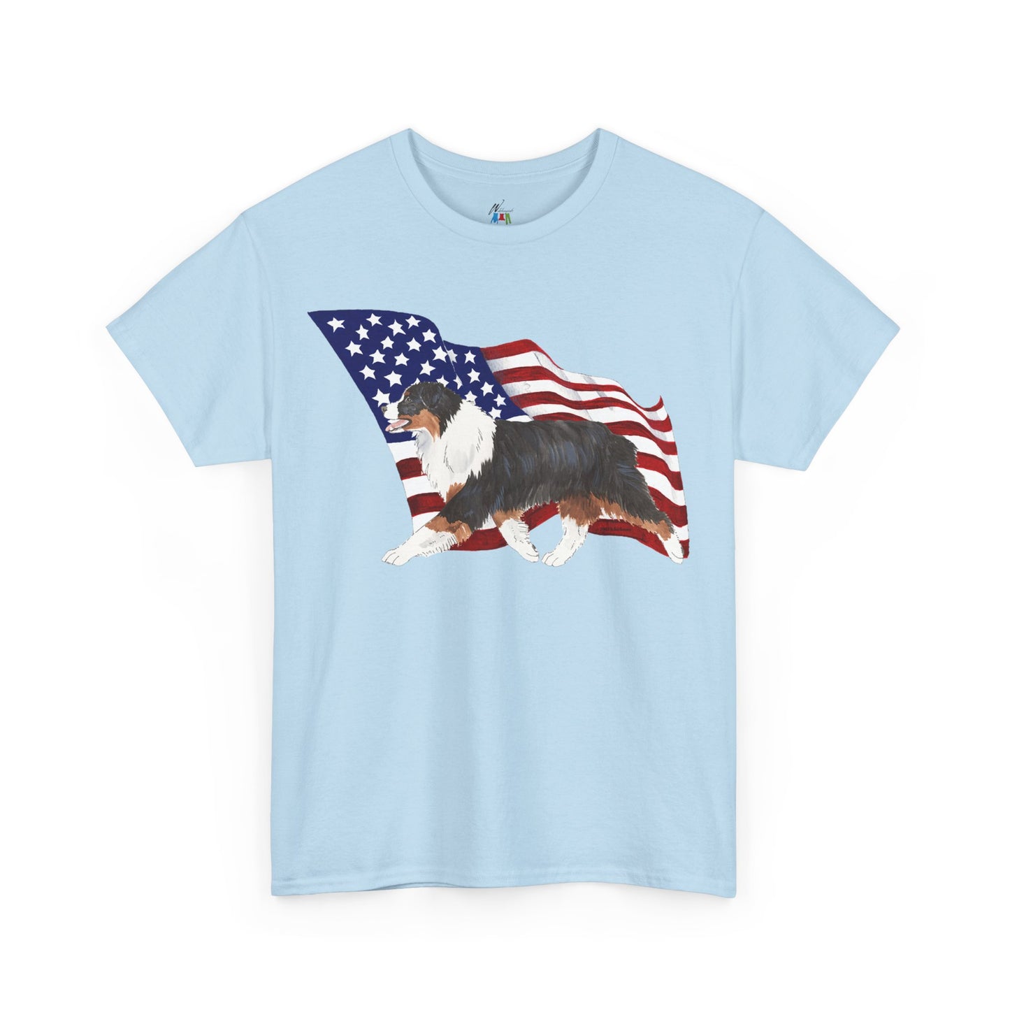 Australian Shepherd Flag Shirt - Patriotic Dog Mom Tee - 4th of July Dog Lover Gift - Aussie Dog Dad Shirt Idea
