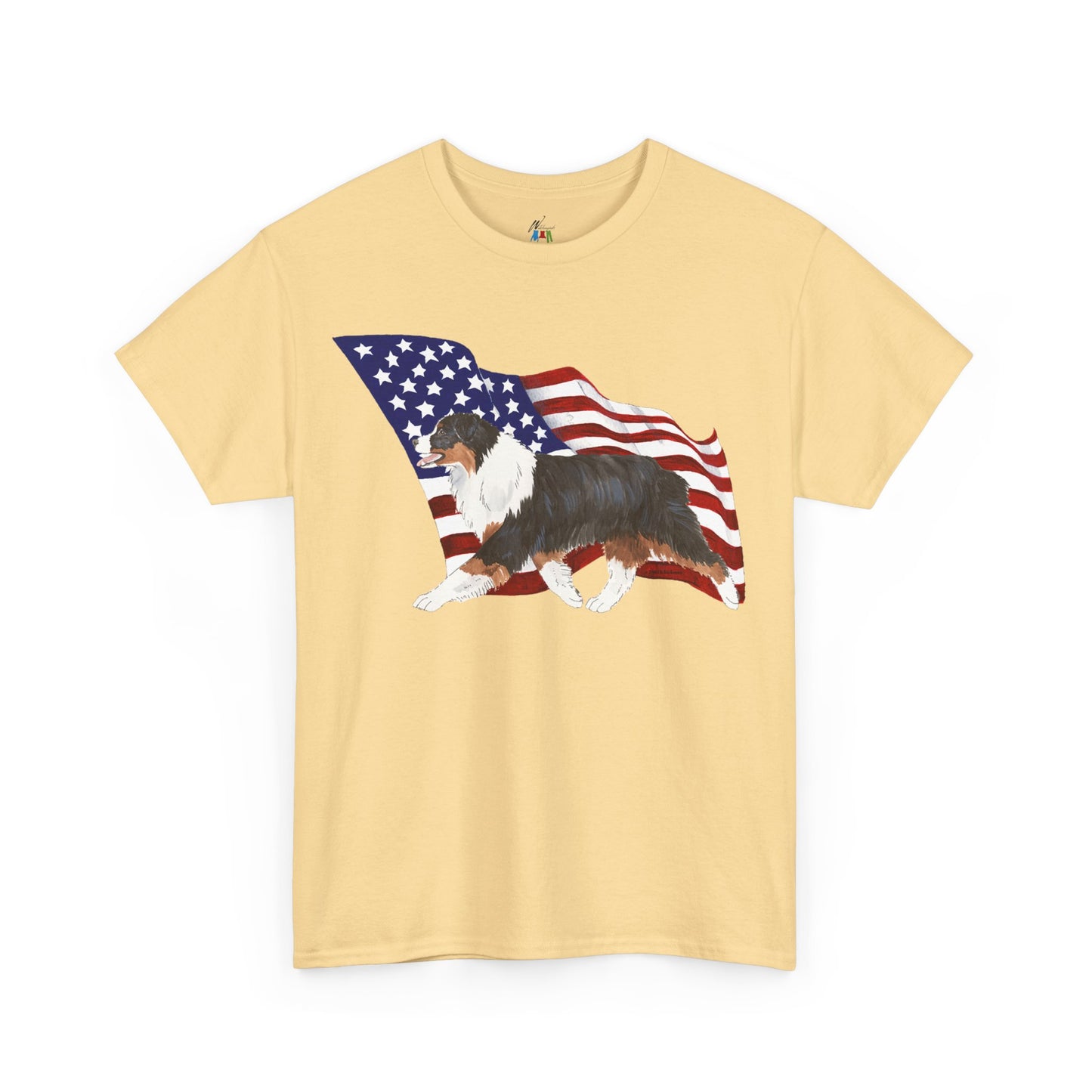 Australian Shepherd Flag Shirt - Patriotic Dog Mom Tee - 4th of July Dog Lover Gift - Aussie Dog Dad Shirt Idea