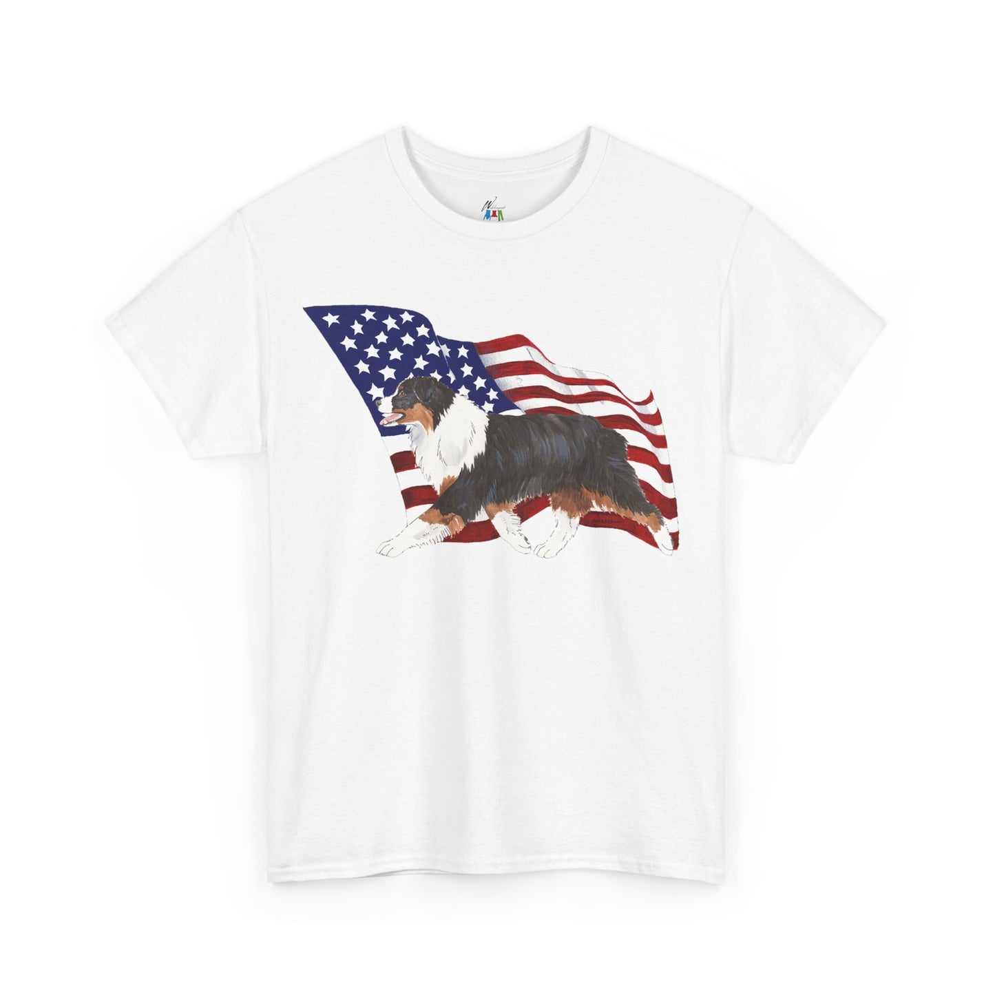 Australian Shepherd Flag Shirt - Patriotic Dog Mom Tee - 4th of July Dog Lover Gift - Aussie Dog Dad Shirt Idea