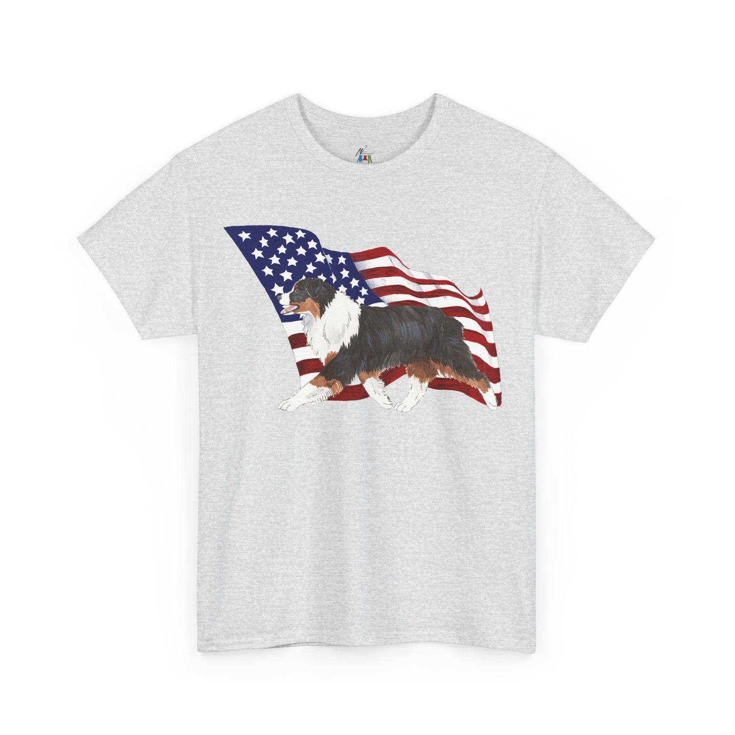 Australian Shepherd Flag Shirt - Patriotic Dog Mom Tee - 4th of July Dog Lover Gift - Aussie Dog Dad Shirt Idea