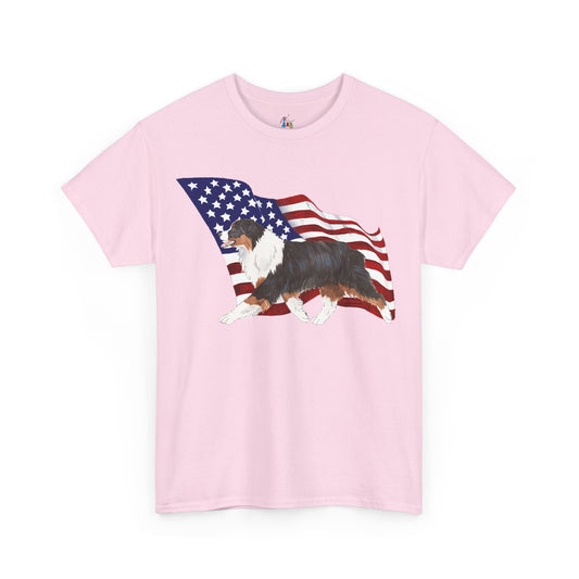Australian Shepherd Flag Shirt - Patriotic Dog Mom Tee - 4th of July Dog Lover Gift - Aussie Dog Dad Shirt Idea